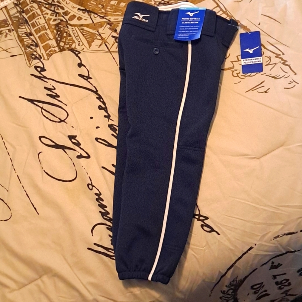 NWT Mizuno Softball Pants with Performance Plus Padding and Elastic Bottom